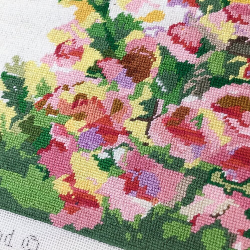 Finished Ready to Frame Needlepoint Too Peas of Mind Snapdragon Hand Painted - Picture 4 of 8